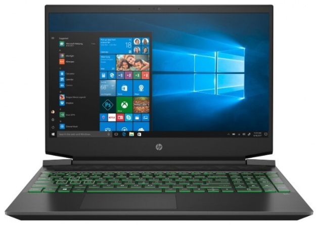 Ноутбук HP Pavilion 15-ec1062ur (22N72EA), темно-серый/зеленый хромированный логотип фото 1