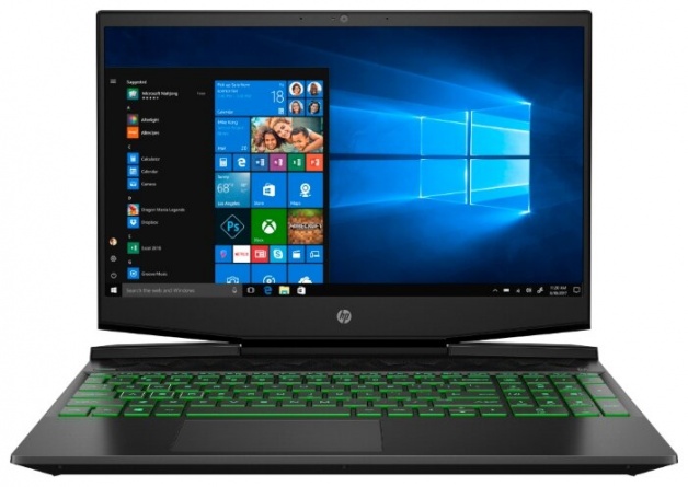 Ноутбук HP PAVILION 15-dk1001ur (103R3EA), темно-серый/зеленый хромированный логотип фото 1